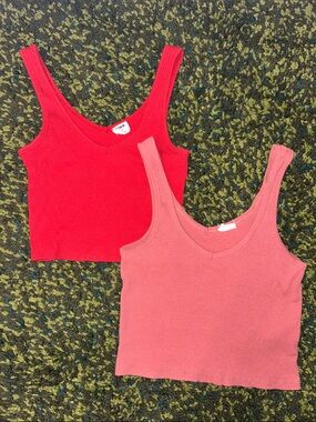 Two Cotton On Ribbed Cropped Tank Tops
